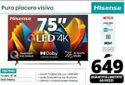 Comet Hisense TV QLED 75" 4K QLED Display offerta