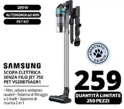 Comet SAMSUNG SCOPA ELETTRICA SENZA FILO JET 75E PET VS20B75AGR1 offerta