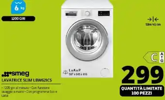 Comet smeg LAVATRICE SLIM LBW62ICS offerta