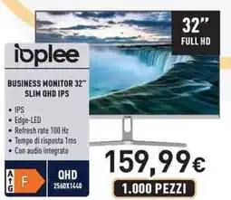 Unieuro ioplee BUSINESS MONITOR 32" SLIM QHD IPS offerta