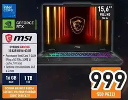 Unieuro msi CYBORG GAMING 15 B2RWFKG-076IT offerta