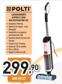 Unieuro Polti lavapavimenti aspira e lava rollysteam WD 10C offerta
