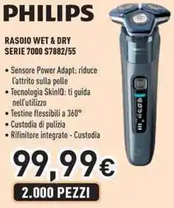 Unieuro PHILIPS RASOIO WET & DRY SERIE 7000 S7882/55 offerta