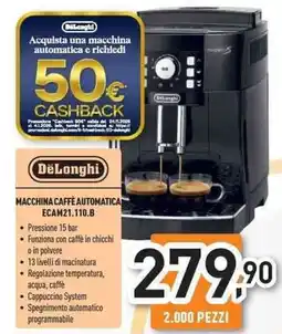 Unieuro DeLonghi MACCHINA CAFFÈ AUTOMATICA ECAM21.110.B offerta