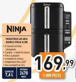 Unieuro NINJA FRIGGITRICE AD ARIA DOUBLE STACK SL300 offerta
