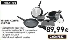 Unieuro Pedrini batteria 8 pezzi moon stone plus offerta