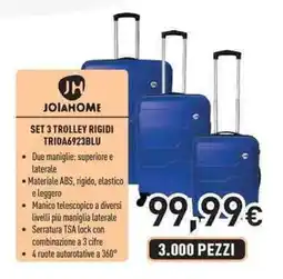 Unieuro JOIAHOME SET 3 TROLLEY RIGIDI TRIOA6923BLU offerta