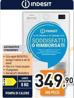 Unieuro INDESIT ASCIUGATRICE CYD83DWWIT offerta