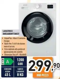 Unieuro INDESIT LAVATRICE IMR268BMYTIMEIT offerta