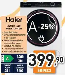 Unieuro Haier LAVATRICE SLIM HW80B14959TEU1 offerta