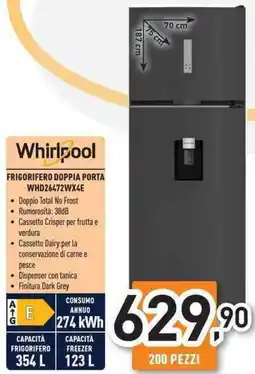 Unieuro Whirlpool FRIGORIFERO DOPPIA PORTA WHD26472WX4E offerta