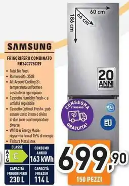 Unieuro SAMSUNG FRIGORIFERO COMBINATO RB34C775C59 offerta