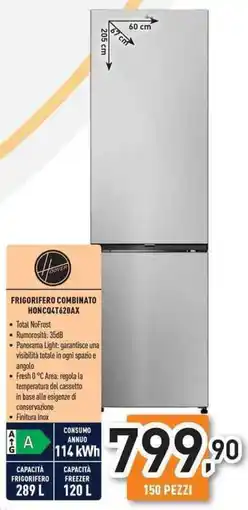 Unieuro Hoover FRIGORIFERO COMBINATO HONCQ4T620AX offerta