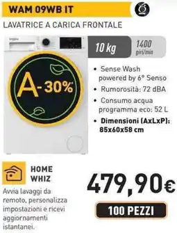 Unieuro Whirlpool WAM 09WB IT LAVATRICE A CARICA FRONTALE offerta