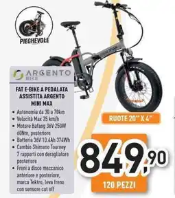 Unieuro Argento bike fat e-bike a pedalata assistita argento mini max offerta