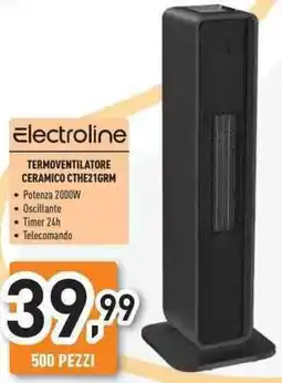 Unieuro Electroline TERMOVENTILATORE CERAMICO CTHE21GRM offerta