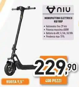Unieuro NIU MONOPATTINO ELETTRICO KQi100P offerta