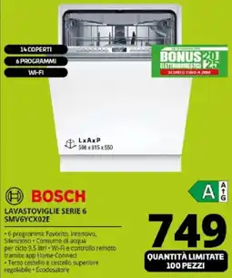 Comet BOSCH LAVASTOVIGLIE SERIE 6 SMV6YCX02E offerta