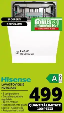 Comet Hisense LAVASTOVIGLIE HV663A65 offerta