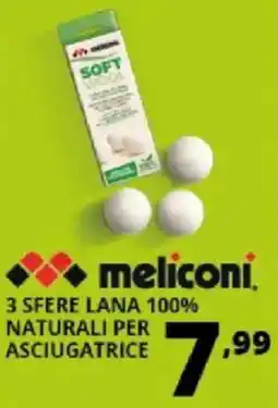 Comet Meliconi 3 sfere lana 100% naturali per asciugatrice offerta