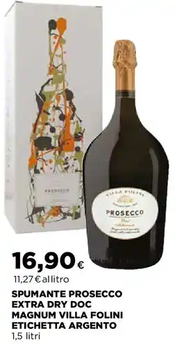 Extracoop Spumante prosecco extra dry doc magnum villa folini etichetta argento offerta