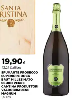 Extracoop Spumante prosecco superiore docg brut millesimato scudo verde valdobbiadene magnum offerta