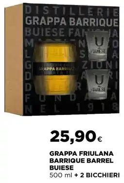 Extracoop Grappa friulana barrique barrel buiese + 2 bicchieri offerta