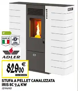 Tecnomat ADLER STUFA A PELLET CANALIZZATA IRIS 8C 7,4 KW offerta