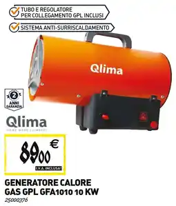 Tecnomat Qlima GENERATORE CALORE GAS GPL GFA1010 10 KW offerta