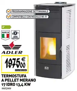 Tecnomat ADLER TERMOSTUFA A PELLET MERANO 17 IDRO 13,4 KW offerta