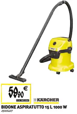Tecnomat KARCHER BIDONE ASPIRATUTTO 15 L 1000 W offerta