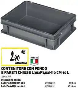 Tecnomat Contenitore con fondo e pareti chiuse offerta