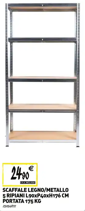 Tecnomat Scaffale legno/metallo 5 ripiani offerta