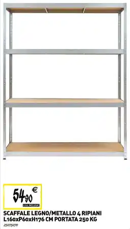 Tecnomat Scaffale legno/metallo 4 ripiani offerta