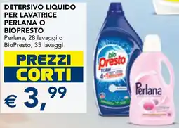 Esselunga Detersivo liquido per lavatrice PERLANA O BIOPRESTO offerta