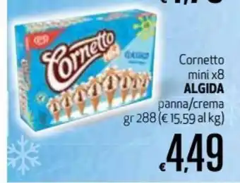 Maxi Supermercati Algida Cornetto mini x8 panna/crema 288gr offerta