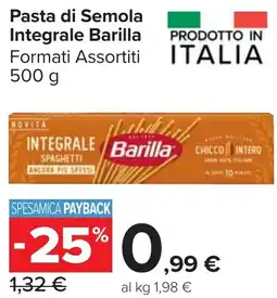 Carrefour Market Pasta di Semola Integrale Barilla offerta