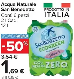 Carrefour Market Acqua Naturale San Benedetto offerta