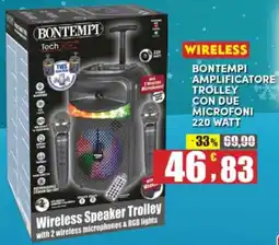 Maury's Bontempi amplificatore trolley con due microfoni 220 watt offerta