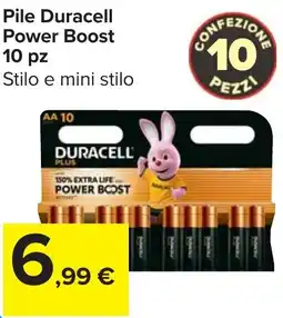Carrefour Market Pile Duracell Power Boost 10 pz offerta
