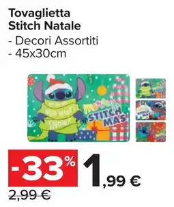 Carrefour Market Tovaglietta Stitch Natale offerta
