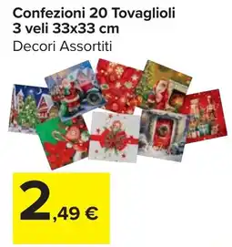 Carrefour Market Confezioni 20 Tovaglioli 3 veli 33x33 cm offerta