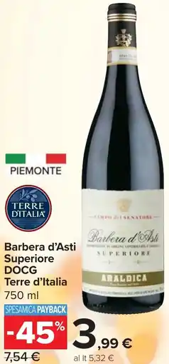 Carrefour Market Barbera d'Asti Superiore DOCG Terre d'Italia offerta