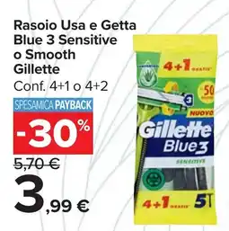 Carrefour Market Rasoio Usa e Getta Blue 3 Sensitive o Smooth Gillette offerta