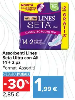 Carrefour Market Assorbenti Lines Seta Ultra con Ali 14+2 pz offerta