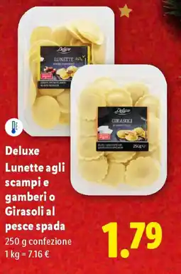 Lidl Deluxe Lunette agli scampi e gamberi o Girasoli al pesce spada offerta