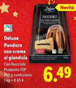 Lidl Deluxe Pandoro con crema al gianduia offerta