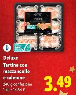 Lidl Deluxe Tartine con mazzancolle e salmone offerta