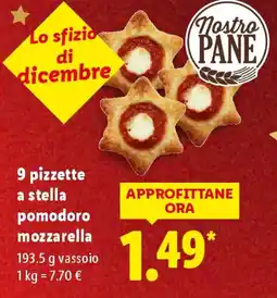 Lidl 9 pizzette a stella pomodoro mozzarella offerta