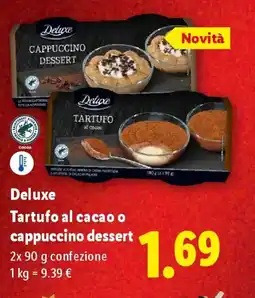 Lidl Deluxe Tartufo al cacao o cappuccino dessert offerta